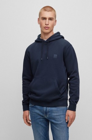 Sudadera con Capucha Hugo Boss Algodon-terry With Logo Patch Hombre Azules Oscuro | 19506-UTYS