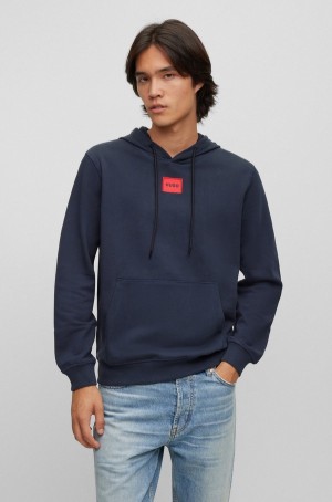 Sudadera con Capucha Hugo Boss Algodon-terry Regular-fit With Logo Label Hombre Azules Oscuro | 39160-SBVR