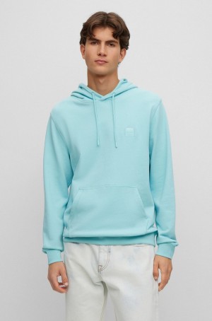 Sudadera con Capucha Hugo Boss Algodon-terry With Logo Patch Hombre Azules Claro | 74182-HENY