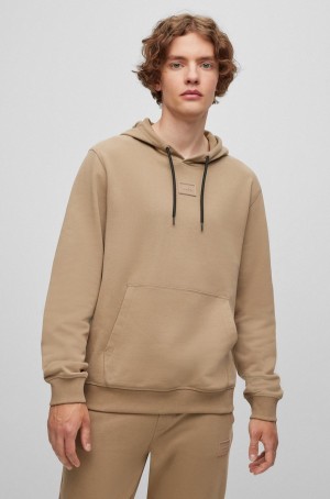 Sudadera con Capucha Hugo Boss Algodon-terry With Tonal Logo Badge Hombre Marrom Claro | 51704-MVEC