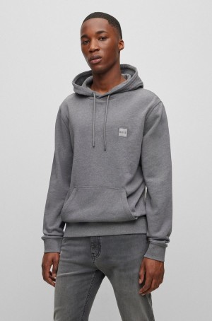 Sudadera con Capucha Hugo Boss Algodon-terry With Logo Patch Hombre Grises Claro | 10937-PCWB