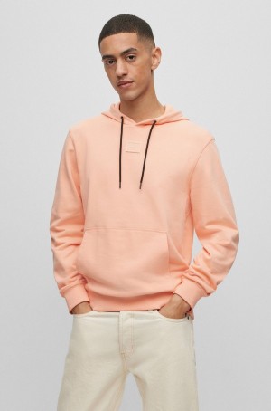 Sudadera con Capucha Hugo Boss Algodon-terry With Tonal Logo Badge Hombre Rojos Claro | 74609-PQEM