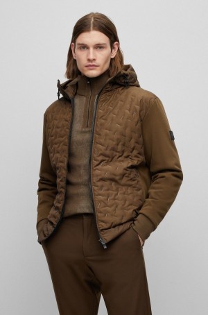 Sudadera con Capucha Hugo Boss Híbrido Zip-up With Acolchado Front Hombre Marrom | 08724-IZKX
