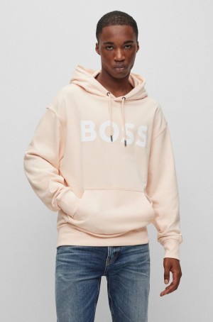 Sudadera con Capucha Hugo Boss Logo-print In French-terry Algodon Hombre Beige Claro | 30817-BYFR