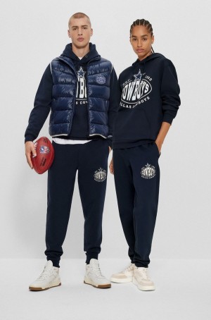 Sudadera con Capucha Hugo Boss Nfl Algodon-blend With Collaborative Branding Hombre Azul Marino | 02178-HKAQ