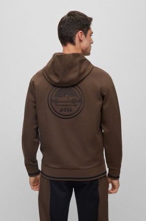 Sudadera con Capucha Hugo Boss Porsche X Boss Regular-fit Withsule Logo Hombre Marrom | 61325-IWJB