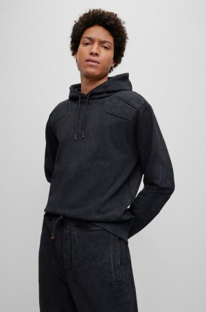 Sudadera con Capucha Hugo Boss Relaxed-fit Algodon With Carreras-inspired Details Hombre Negros | 37402-FAHB