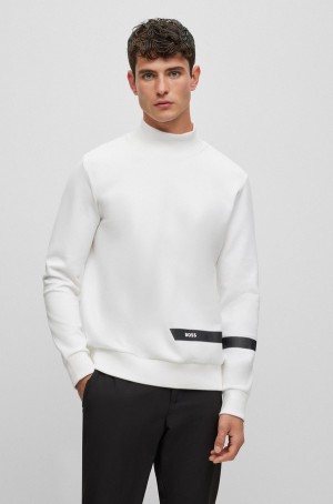 Sudaderas Hugo Boss Algodon-blend With Estampados Logo Stripe Hombre Blancos | 31640-NJMZ