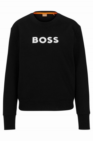 Sudaderas Hugo Boss Algodon-terry With Contrast Logo Mujer Negros | 29706-LDXB