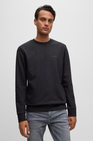 Sudaderas Hugo Boss Algodon-terry With Rubber-printed Logo Hombre Negros | 08652-RPQF