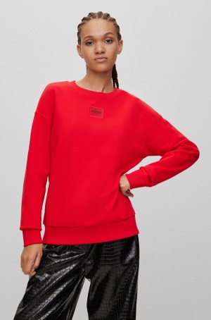 Sudaderas Hugo Boss Regular-fit Algodon With Logo Label Mujer Rojos | 15026-BFAP