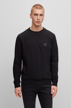Sudaderas Hugo Boss Relaxed-fit Algodon With Logo Patch Hombre Negros | 65104-ODAN