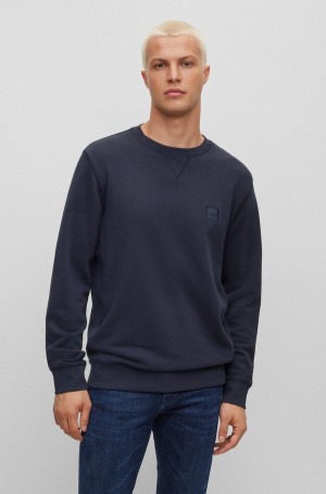 Sudaderas Hugo Boss Relaxed-fit Algodon With Logo Patch Hombre Azules Oscuro | 89124-XGBJ