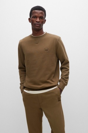 Sudaderas Hugo Boss Relaxed-fit Algodon With Logo Patch Hombre Verdes Oscuro | 80963-FMRA