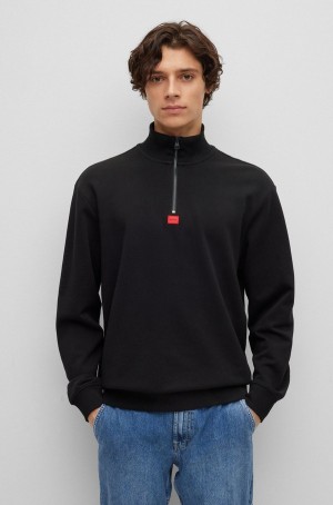 Sudaderas Hugo Boss Relaxed-fit Zip-neck In French Terry Algodon Hombre Negros | 35019-NORA