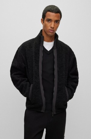 Sudaderas Hugo Boss Relaxed-fit Zip-up In Teddy Fleece Hombre Negros | 05837-BJPT