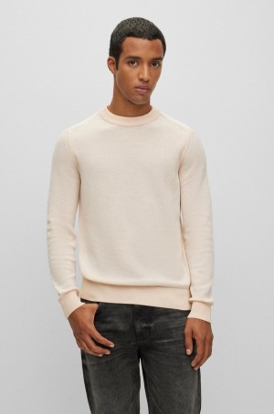 Suéteres Hugo Boss Algodon-blend In Two-tone De Punto Jacquard Hombre Beige Claro | 45920-QOLV