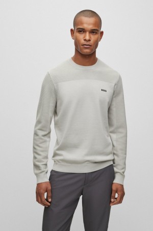 Suéteres Hugo Boss Branded Crew-neck In Dry-flex Fabric Hombre Grises Claro | 01458-GWJA