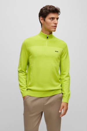 Suéteres Hugo Boss Branded Zip-neck In Dry-flex Fabric Hombre Verdes Claro | 15928-EDRT