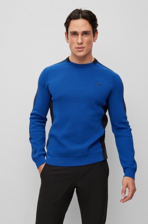Suéteres Hugo Boss Colour-blocked Algodon-blend With A Rayas Logo Hombre Azules | 57629-GCJA