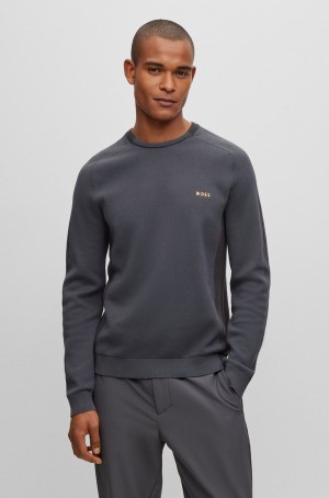 Suéteres Hugo Boss Colour-blocked Algodon-blend With A Rayas Logo Hombre Grises Oscuro | 78910-JSHQ