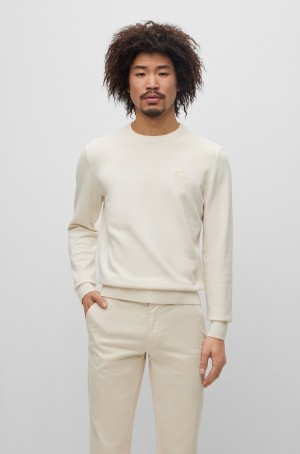 Suéteres Hugo Boss Crew-neck In Algodon And Cashmere With Logo Hombre Beige Claro | 27615-XZCT