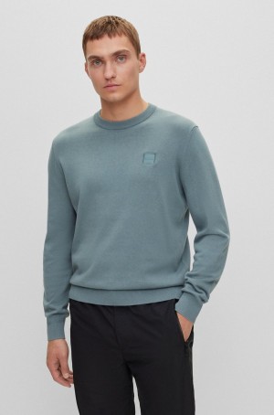Suéteres Hugo Boss Crew-neck In Algodon And Cashmere With Logo Hombre Azules | 51908-LDAK