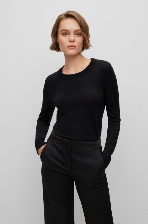 Suéteres Hugo Boss Crew-neck In Merino Lana Mujer Negros | 38479-UAKD