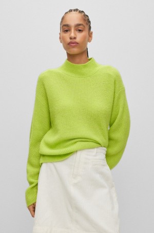 Suéteres Hugo Boss De Punto With Mock Neckline Mujer Amarillos | 12769-ZCVI