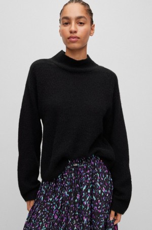Suéteres Hugo Boss De Punto With Mock Neckline Mujer Negros | 72518-NIOS