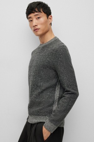 Suéteres Hugo Boss Herringbone-structured In Virgin Lana And Algodon Hombre Grises Oscuro | 04253-ABPX