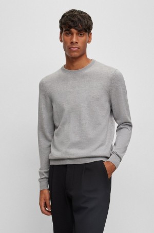 Suéteres Hugo Boss Logo-embroidered In Responsible Lana Hombre Grises | 06834-CJYE