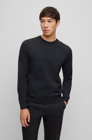 Suéteres Hugo Boss Logo-embroidered In Responsible Lana Hombre Negros | 59831-KMWB