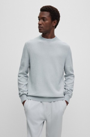 Suéteres Hugo Boss Organic-cotton With Rich Structure Hombre Grises Claro | 21894-STCO