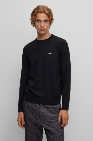 Suéteres Hugo Boss Regular-fit In A Algodon Blend Hombre Negros | 21906-LMTB