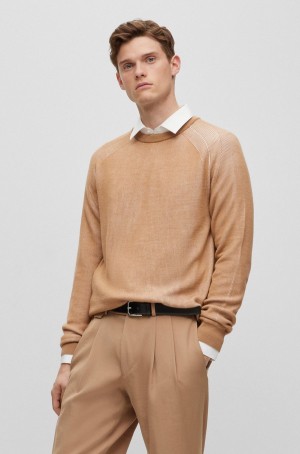 Suéteres Hugo Boss Regular-fit In Algodon And Lana Hombre Beige | 04538-WJNG