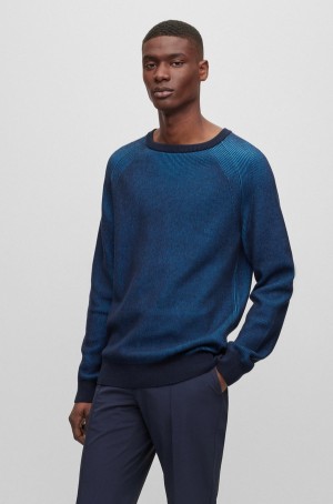 Suéteres Hugo Boss Regular-fit In Algodon And Lana Hombre Azules Oscuro | 35468-HWEM