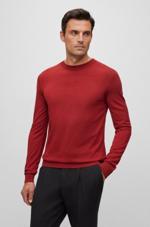 Suéteres Hugo Boss Regular-fit In Lana, Silk And Cashmere Hombre Rojos | 60421-HUPE