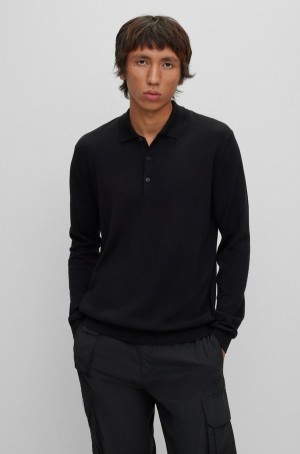 Suéteres Hugo Boss Regular-fit In Responsible Lana Hombre Negros | 51692-FEPB