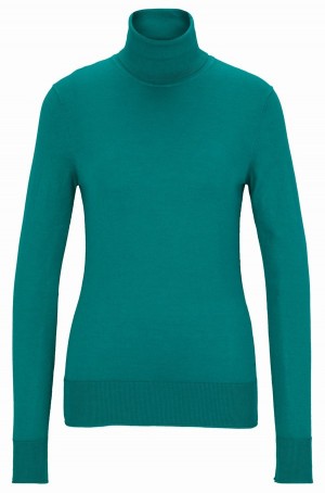 Suéteres Hugo Boss Rollneck In A Algodon Blend Mujer Verdes | 25916-LVWE