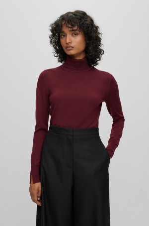 Suéteres Hugo Boss Rollneck In Virgin Lana Mujer Rojos Oscuro | 49732-XEHO