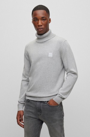 Suéteres Hugo Boss Rollneck Regular-fit In Algodon And Cashmere Hombre Grises Claro | 84273-OFIM
