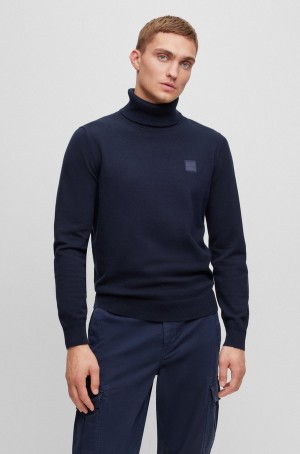 Suéteres Hugo Boss Rollneck Regular-fit In Algodon And Cashmere Hombre Azules Oscuro | 34958-OAPL