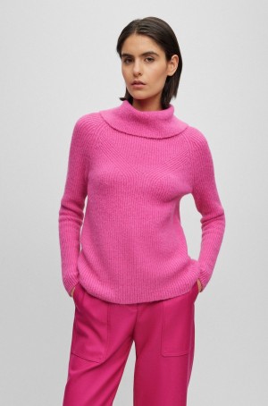 Suéteres Hugo Boss Rollneck With Mixed Structures Mujer Rosas | 53092-VHTU