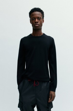 Suéteres Hugo Boss Slim-fit In Extra-fine Merino Lana Hombre Negros | 21695-IEPJ