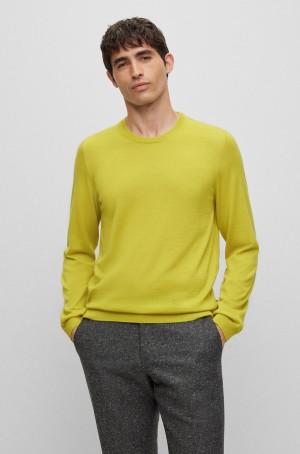 Suéteres Hugo Boss Slim-fit In Virgin Lana Hombre Amarillos Oscuro | 17960-JUHD
