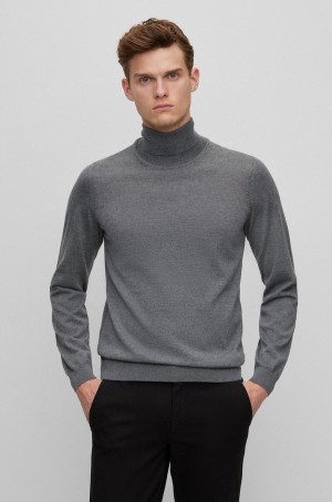 Suéteres Hugo Boss Slim-fit Rollneck In Virgin Lana Hombre Grises | 87519-CFZB