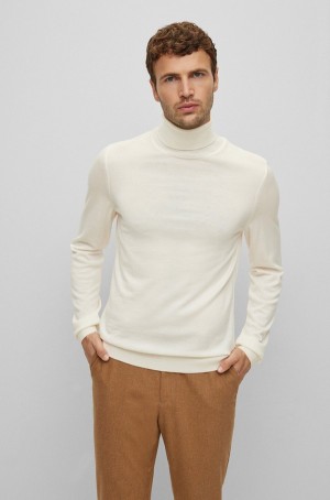 Suéteres Hugo Boss Slim-fit Rollneck In Virgin Lana Hombre Blancos | 75436-HGMS