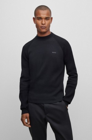 Suéteres Hugo Boss Thermo-regulating Regular-fit With Logo Print Hombre Negros | 35718-RYKI