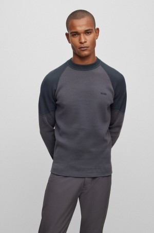 Suéteres Hugo Boss Thermo-regulating Regular-fit With Logo Print Hombre Grises Oscuro | 71849-EZXO